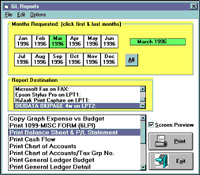 Report Request Screen