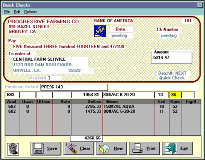 General Ledger Check Data Input